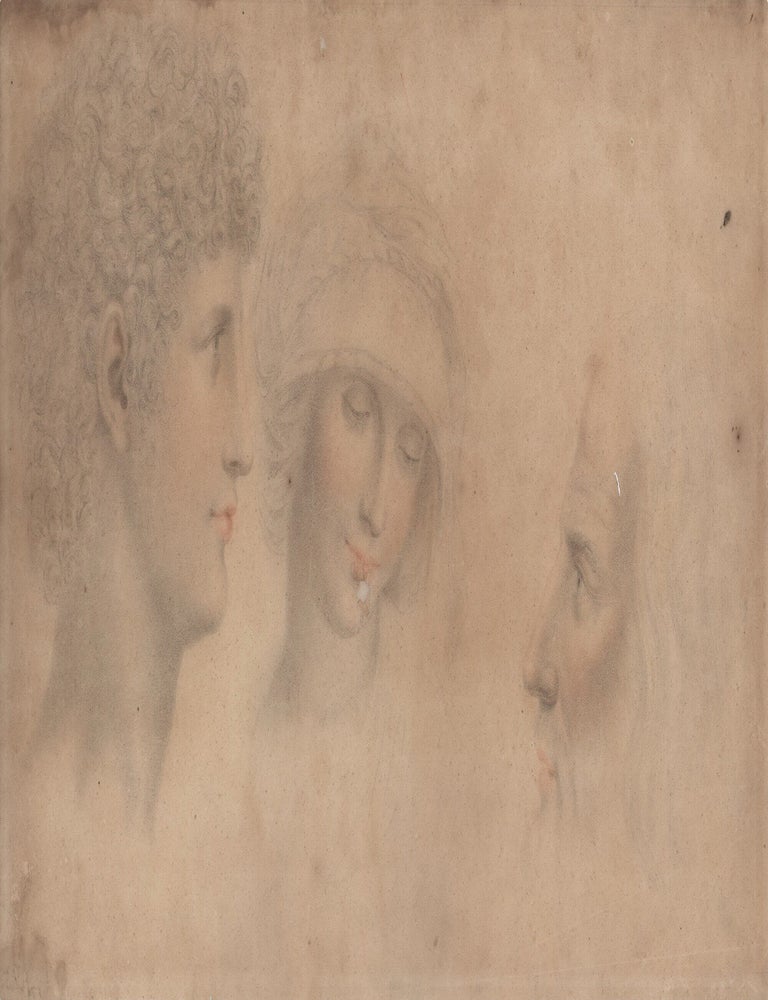 Item #CL140-7 [Three Head Studies]. Attrib. Benjamin West, Amer.