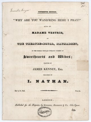 Item #CL161-5 &ldquo;Why Are You Wand&rsquo;ring Here I Pray?&rdquo;. Isaac Nathan, British/Aust