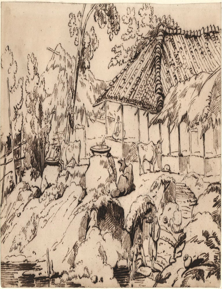 Item #CL165-45 [Rural Scene By A River, Possibly In India]. George Chinnery, Brit.
