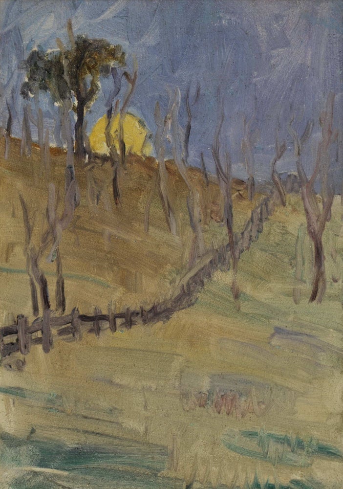 Item #CL166-172 [Moonrise With Fence]. Jessie Traill, Australian.