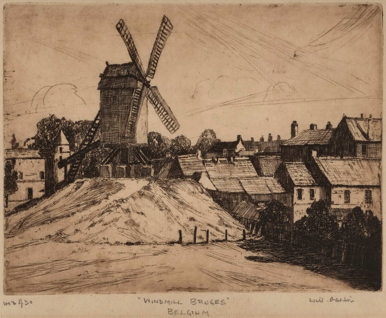 Item #CL166-3 Windmill, Bruges, Belgium. Sir John William Ashton, Brit./Aust.