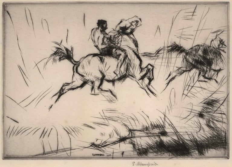 Item #CL168-13 [Horse And Rider Splashing Through The Surf]. Edmund Blampied, British.