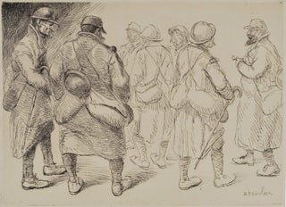 Item #CL168-134 [A Gathering Of Soldiers]. Alexandre Théophile Steinlen, French