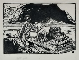 Item #CL168-37 [Robinson Crusoe Loading The Raft]. Edward Gordon Craig, British