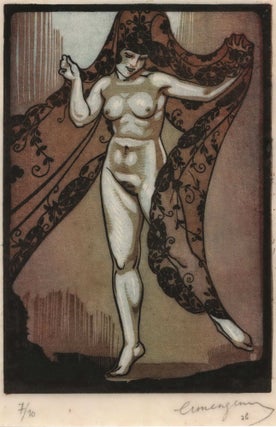 Item #CL168-49 [Nude With Lace Shawl]. Frans Ermengem, 1893-c1985 Belgian