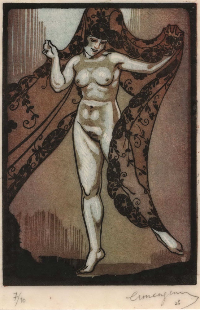 Item #CL168-49 [Nude With Lace Shawl]. Frans Ermengem, 1893-c1985 Belgian.