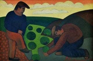 Item #CL168-93 [Two Men Harvesting Cabbages]. P. Liekendael, Belgian
