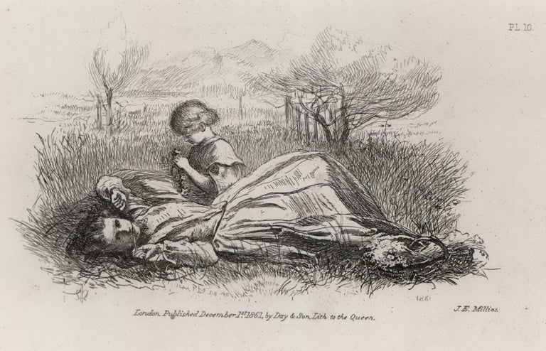 Item #CL168-98 [Two Girls In Meadow]. John Everett Millais, Brit.