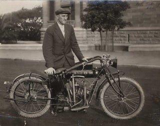Item #CL169-103 [E.G. Baker With 1916 Model Indian Motorcycle, Outside Art Gallery Of New...