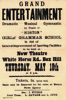 Item #CL169-116 Grand Entertainment, Dramatic, Musical, Gymnastic, By Pupils Of “Horton”...