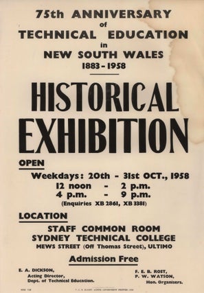 Item #CL169-146 75th Anniversary Of Technical Education In New South Wales, 1883-1958....