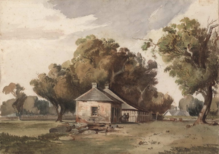 Item #CL169-30 Old Houses In Richmond Paddock. Attrib. Louis Buvelot, Swiss/Aust.