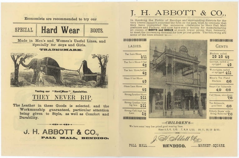 Item #CL169-43 J.H. Abbott & Co., Pall Mall, Bendigo [Footwear Manufacturer And Retailer]