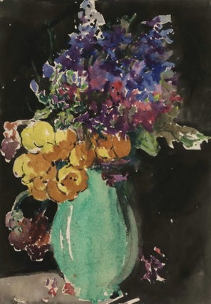 Item #CL170-23 Flowers In Green Vase. Miles Evergood, Australian