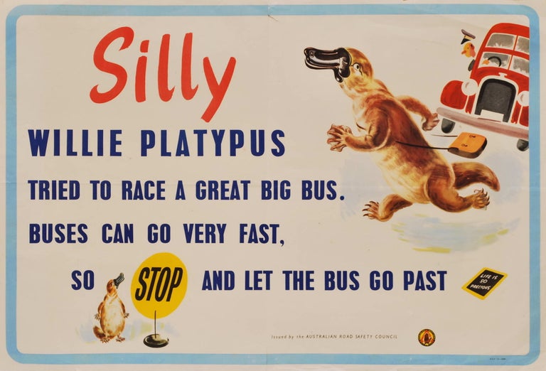 Item #CL171-89 Silly Willie Platypus Tried To Race A Great Big Bus. Buses Can Go Very Fast, So Stop And Let The Bus Go Past