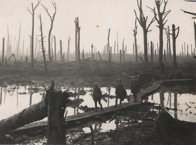 Item #CL172-89 Australians Passing Along A Duck-Board Track, Chateau Wood, Ypres Salient In Belgium. Frank Hurley, Australian.
