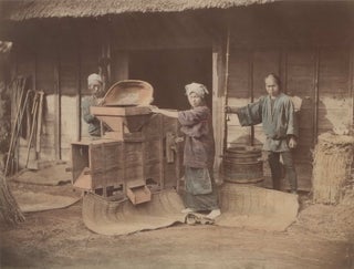 Item #CL173-64 [Three Workers Husking Rice, Japan
