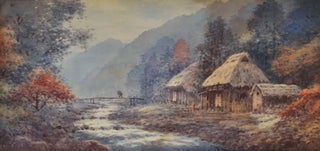 Item #CL173-83 [Thatched Huts By A Mountain Stream, Japan]. Anon, Japanese