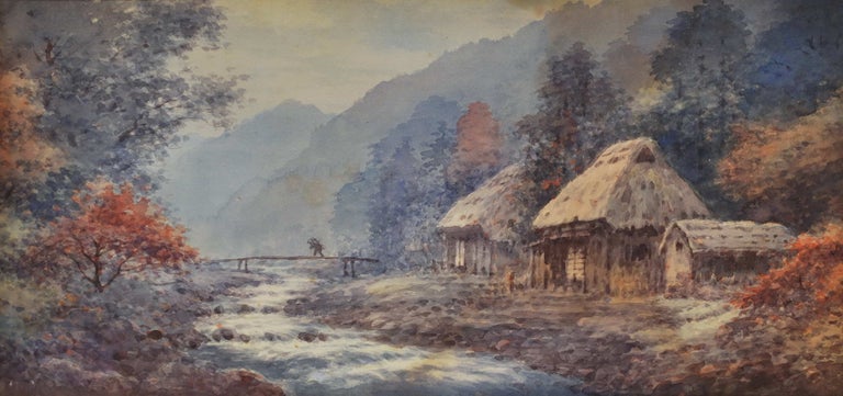 Item #CL173-83 [Thatched Huts By A Mountain Stream, Japan]. Anon, Japanese.