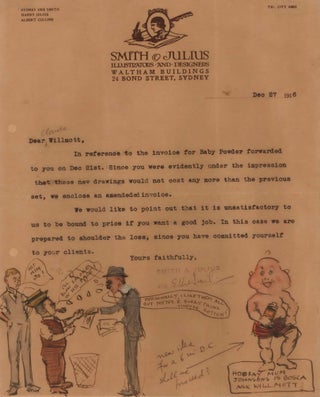 Item #CL174-96 [Baby Powder Caricature On Smith & Julius Letterhead]. Sydney Ure Smith...