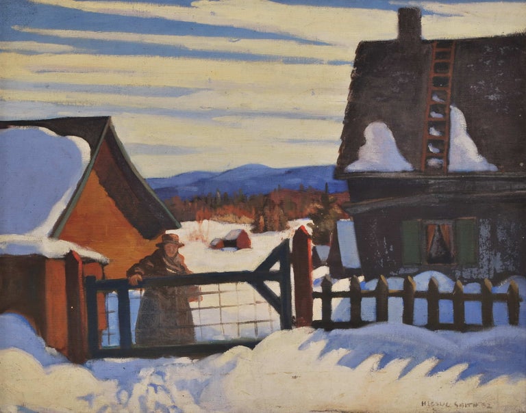 Item #CL175-146 [Winter Scene With Figure At Farm Gate]. H. Leslie Smith, Canadian.