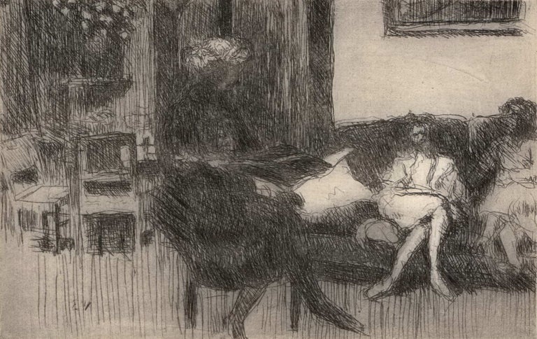 Item #CL175-156 Interior With A Sofa, Or Evening. Edouard Vuillard, French.