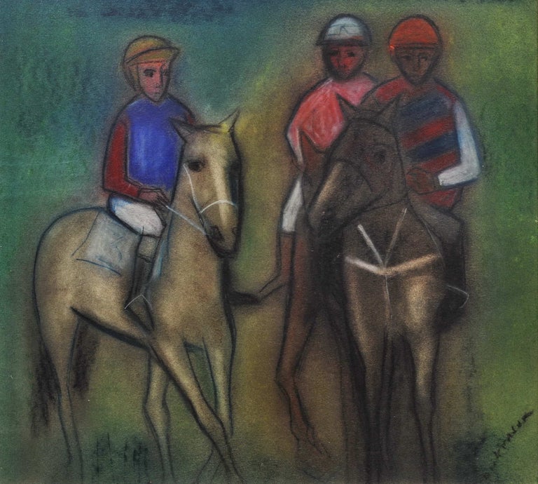 Item #CL176-21 [Three Jockeys On Horseback]. Robert Dickerson, b.1924 Australian.