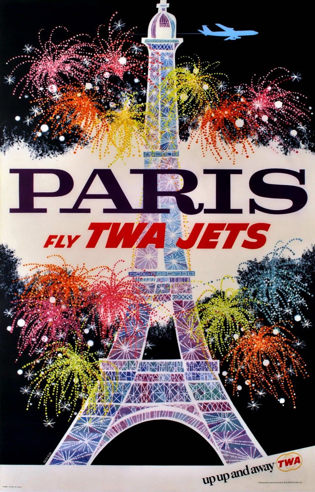 Item #CL177-119 Paris. Fly TWA Jets. David Klein, American.