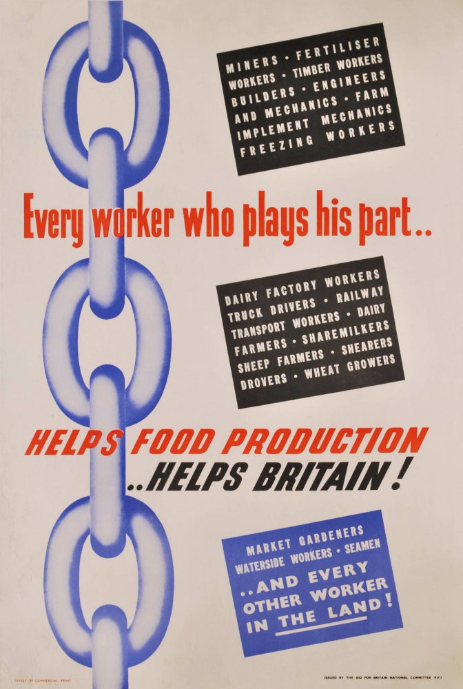 Item #CL177-76 Every Worker Who Plays His Part Helps Food Production - Helps Britain!