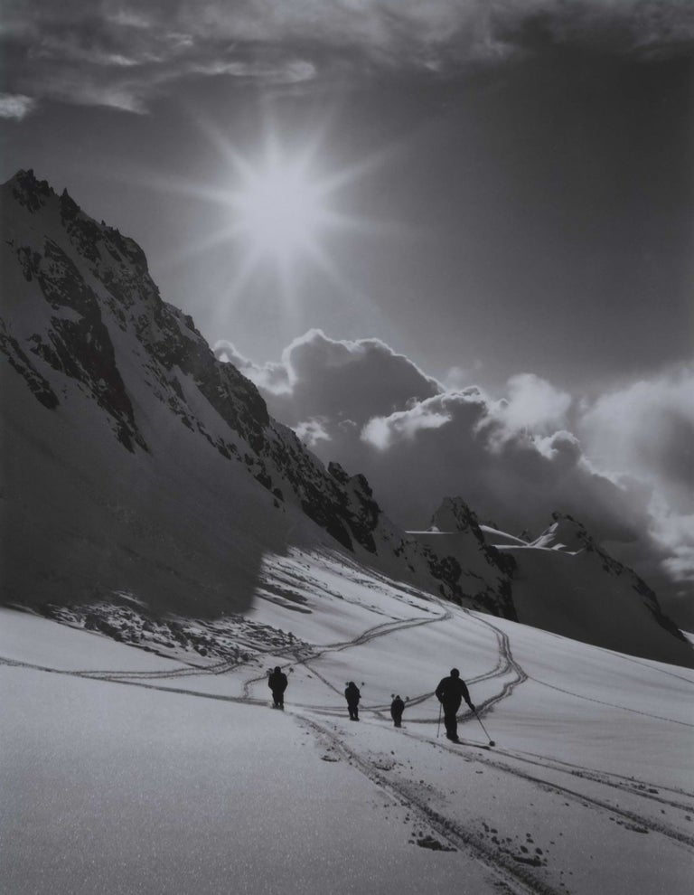 Item #CL178-153 Skiers Descending From Head Of Fox Glacier, New Zealand. Robin Smith, b.1927 NZ/Australian.