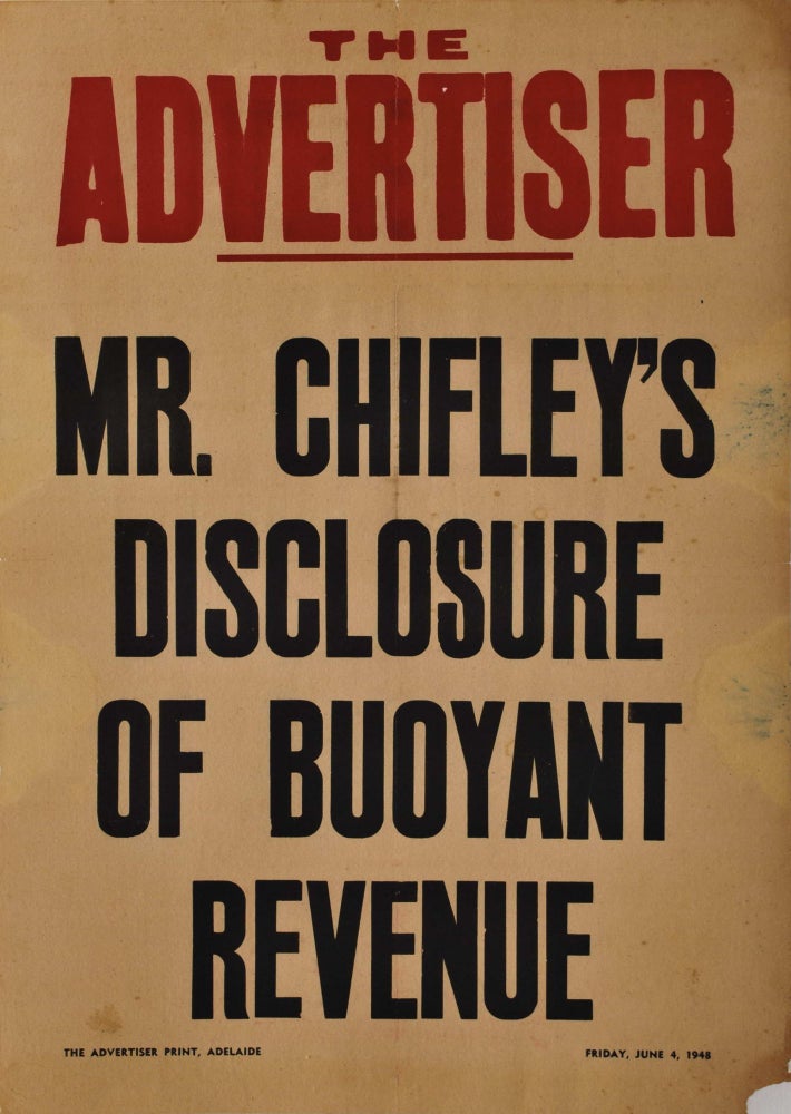 Item #CL179-23 “The Advertiser.” Mr Chifley’s Disclosure Of Buoyant Revenue