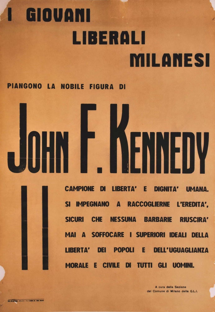 Item #CL179-37 John F. Kennedy (Young Milanese Liberals Mourn…)