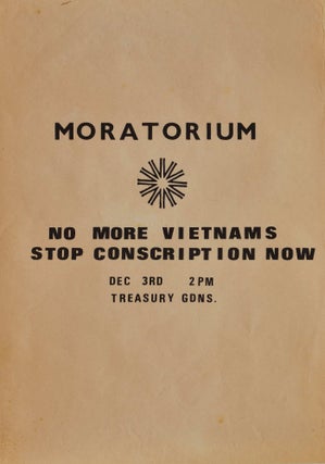 Item #CL179-57 Moratorium. No More Vietnams, Stop Conscription Now