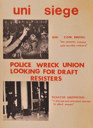 Item #CL179-73 Uni Siege. Police Wreck Union Looking For Draft Resisters