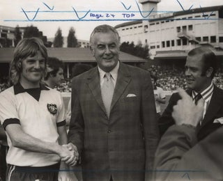 Item #CL179-88 Former Socceroos Captain Peter Wilson And PM Gough Whitlam At Sydney Cricket...