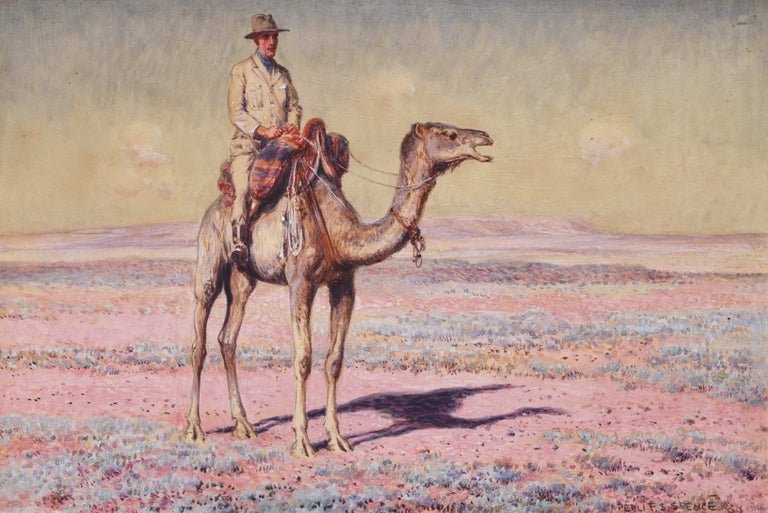 Item #CL181-105 [Man Riding Camel In Desert]. Percy Spence, Aust.