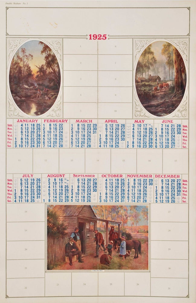 Item #CL181-139 Calendar With Australian Bush Scenes. After J. A. Turner, J H. Scheltema, Aust., Dutch.