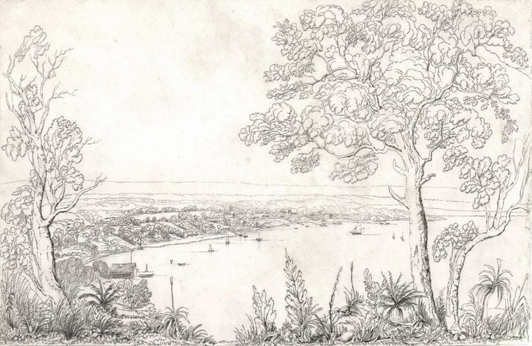 Item #CL181-34 Sketch Of The Town Of Perth From Perth Water, Western Australia. Charles Dirk Wittenoom, c. Brit./Aust.