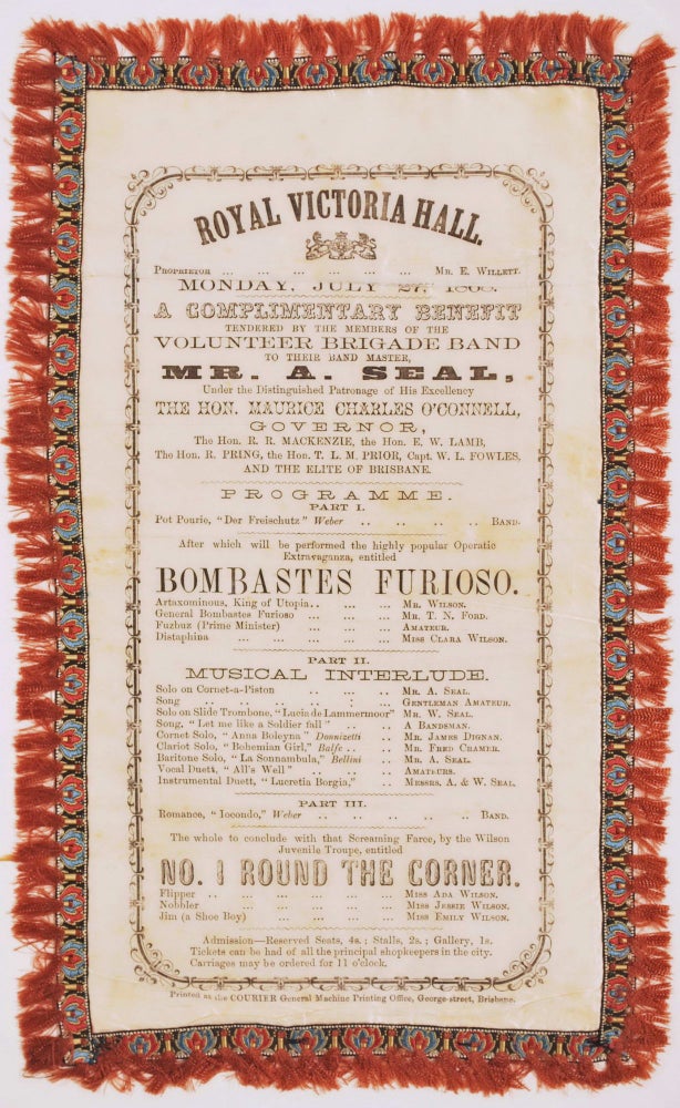 Item #CL181-57 A Complimentary Benefit Tendered By The Members Of The Volunteer Brigade Band [Concert Programme, Brisbane, Australia]