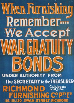 Item #CL182-15 When Furnishing Remember We Accept War Gratuity Bonds