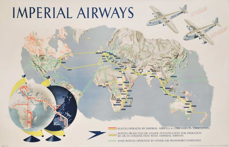 Item #CL182-58 Imperial Airways [Map Of The World]. James Gardner, Brit.