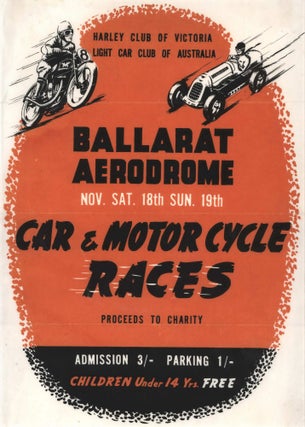 Item #CL182-83 Car And Motor Cycle Races. Ballarat Aerodrome