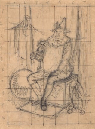 Item #CL183-111 [Seated Clown With Dog]. Will Mahony, Aust