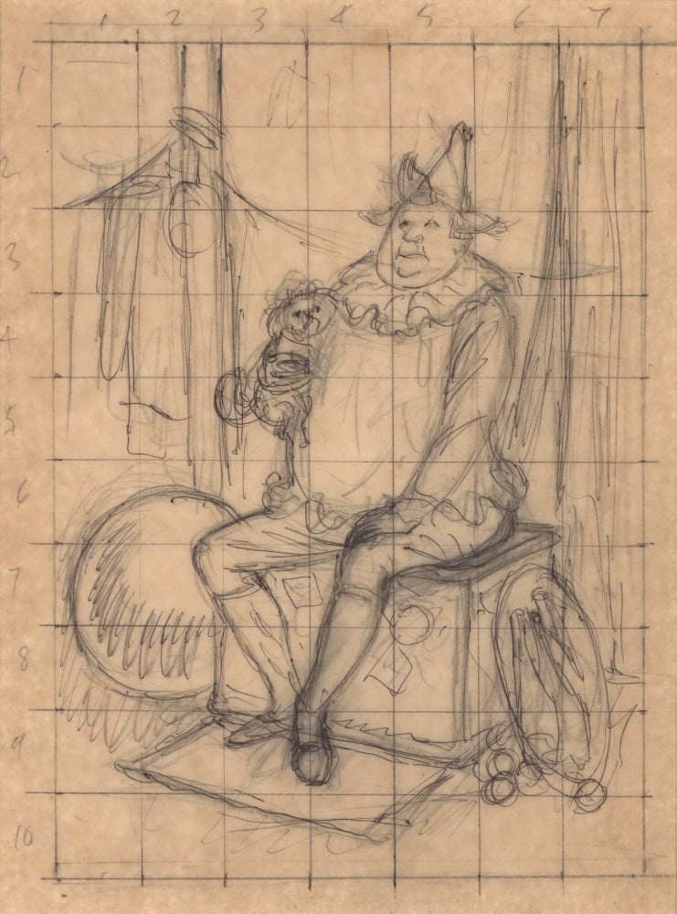 Item #CL183-111 [Seated Clown With Dog]. Will Mahony, Aust.
