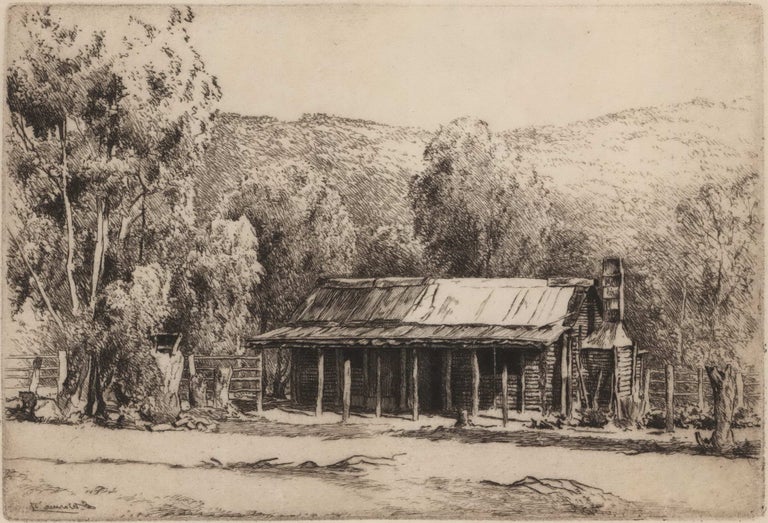 Item #CL183-172 The Old Hut. Alfred Edward Warner, Ernest, Aust.