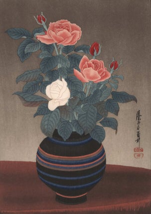 Item #CL184-121 [Vase Of Roses]. Urushibara Mokuchu, Japanese