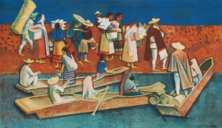 Item #CL184-176 [Mexican Travellers In Dugout Canoes]. Millard Sheets, Amer