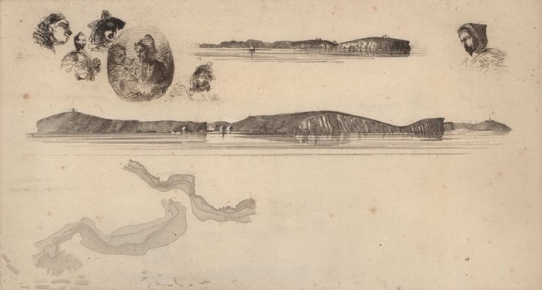 Item #CL184-23 Sketches On The Coast Survey Plate. James McNeill Whistler, Amer./Brit.