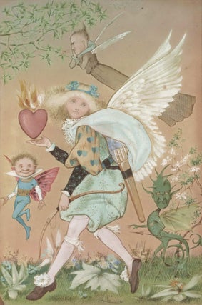 Item #CL184-46 [Burning Heart With Cupid, Goblin, Angel And Fairy Figures]. Anon