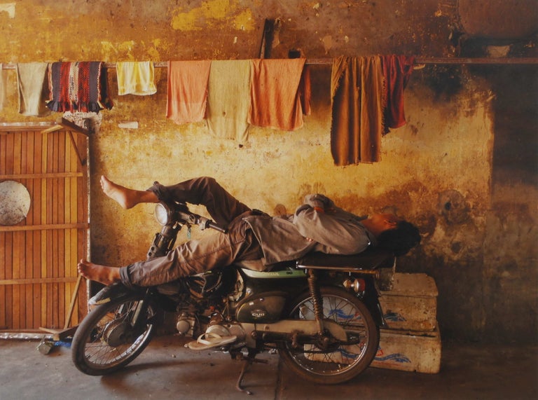 Item #CL185-167 Resting On Bicycle, Laneway, Phnom Penh, [Cambodia]. Louise Francis Smith, b.1953 NZ/Canadian.